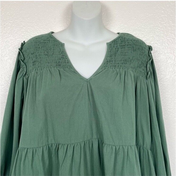 Tuckernuck Pomander Place Smocked Dress Womens Size XS Tiered Long Sleeve Green - Picture 7 of 14
